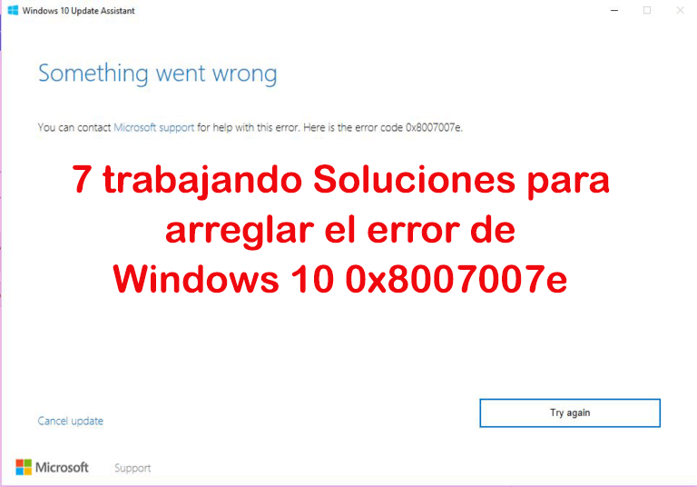 error de actualización de Windows 10 0x8007007e