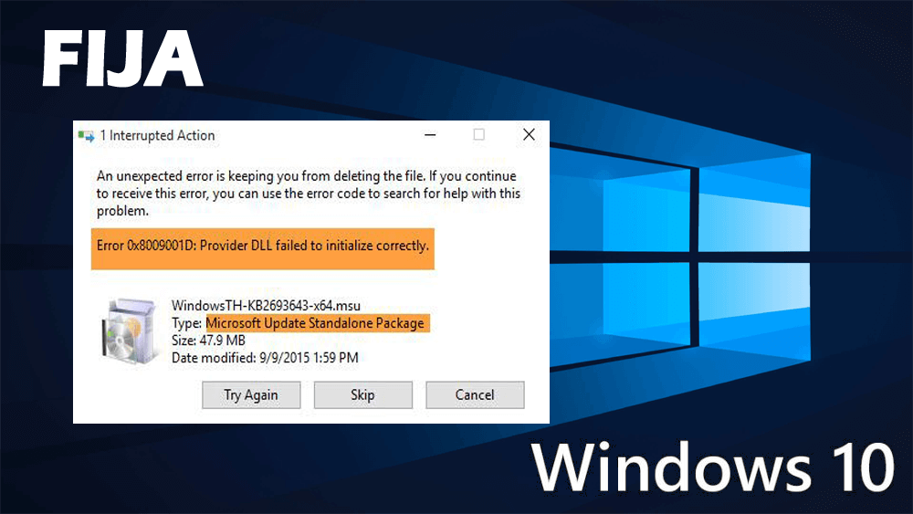 Error de actualización de Windows 0x8009001D