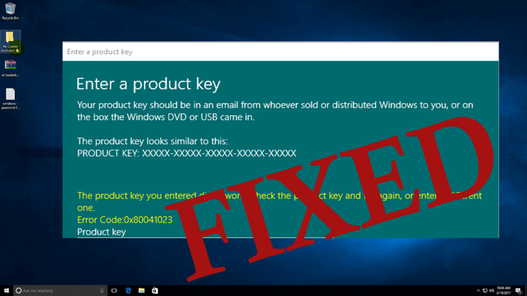 Error de activación de Windows 10 0x80041023