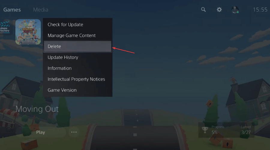 как удалить игры на ps5