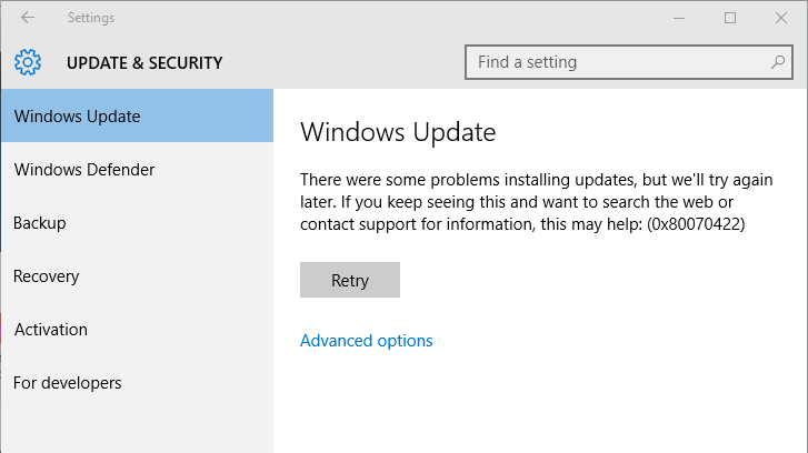 reparar el código de error de Windows 10 