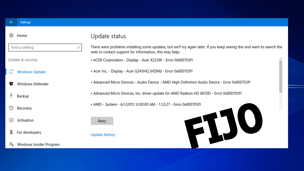 Solucione el error de actualización de Windows 10 0x800703F1