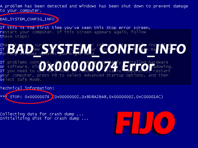 arreglar BAD_SYSTEM_CONFIG_INFO 0x00000074 BSOD Error