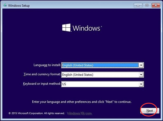 unidad flash de instalación de Windows 10