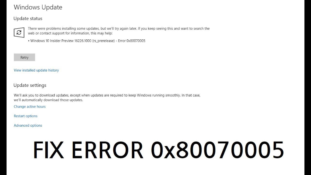 corregir el error 0x80070005 en Windows