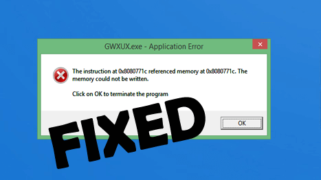Solucione el error de la aplicación GWXUX.exe,