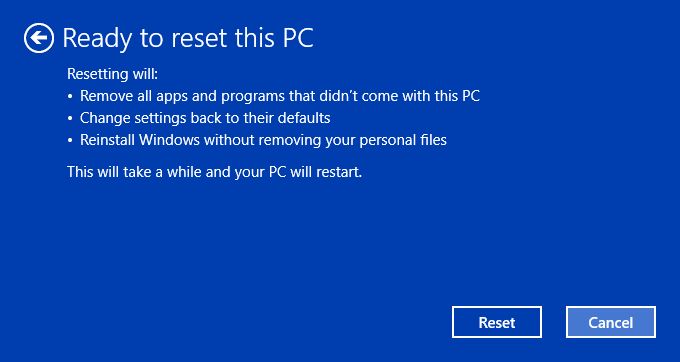 proceso de reinstalación de Windows 10