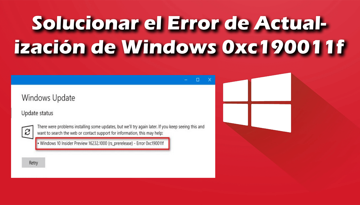 solucionar el error de actualización de Windows 0xc190011f