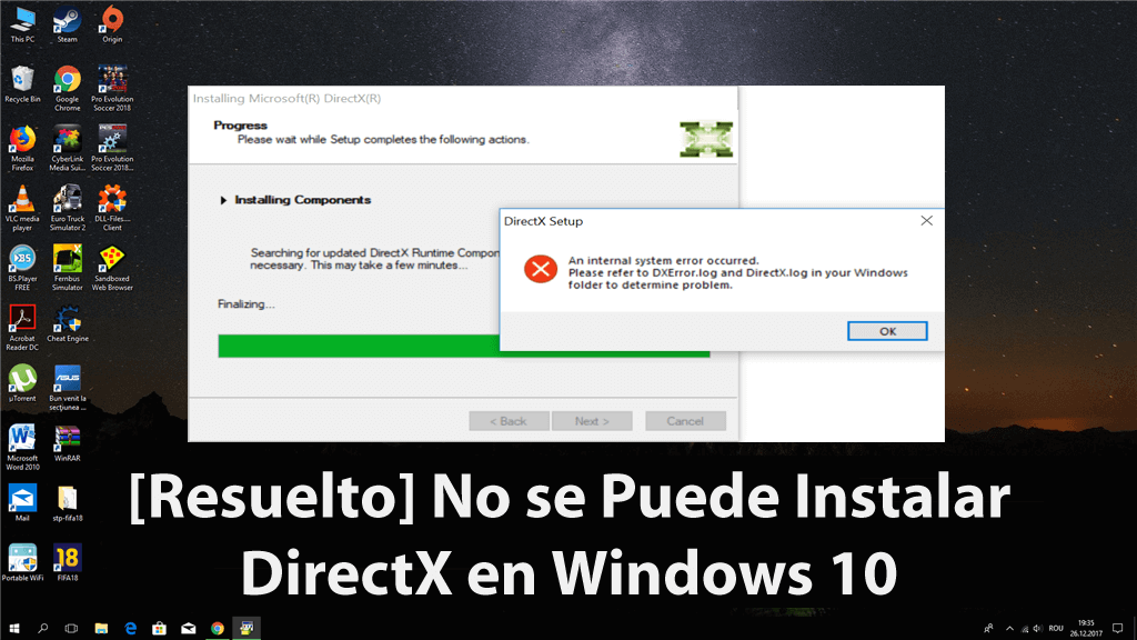 No se puede instalar DirectX en Windows 10