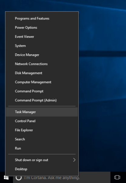 Abra el administrador de tareas en Windows 10