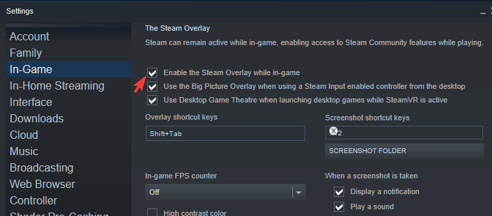 Habilitar Steam Overlay mientras estás en In-game