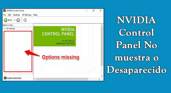 NVIDIA Control Panel No muestra o Desaparecido