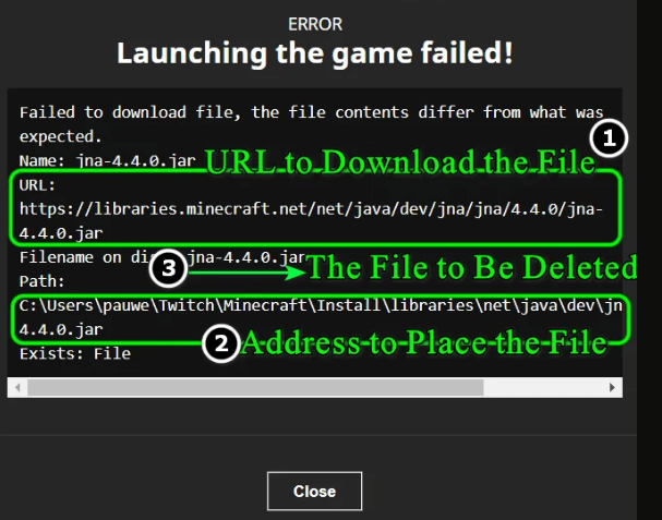 Error downloading the file, the content of the file is different