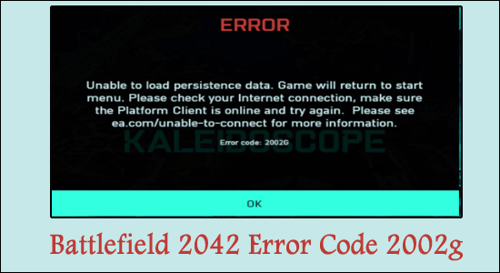 código de error 2002g de Battlefield 2042