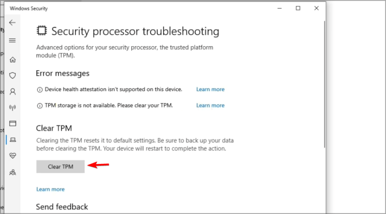 la plataforma confiable de la computadora tiene un error de funcionamiento incorrecto en Windows 10