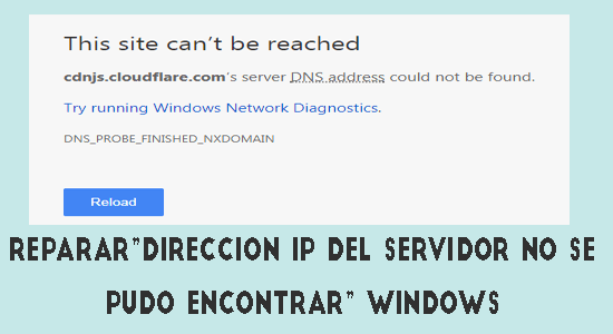 No se pudo encontrar la dirección IP del servidor