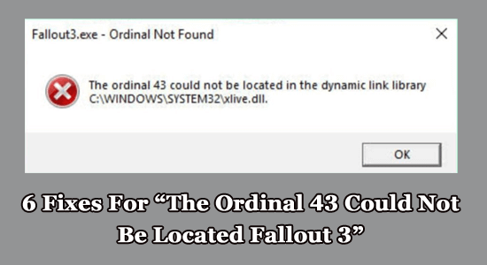 arreglar el ordinal 43 no se pudo ubicar fallout 3