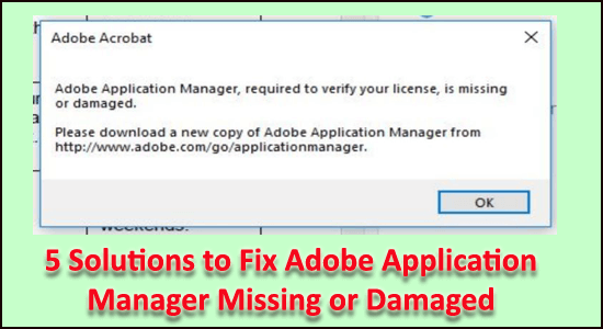   Falta Adobe Application Manager para ejecutar su producto o error dañado
