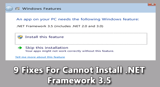 Error de instalación de .NET Framework 3.5