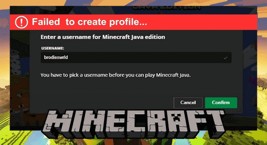 No se pudo crear el error de perfil en Minecraft
